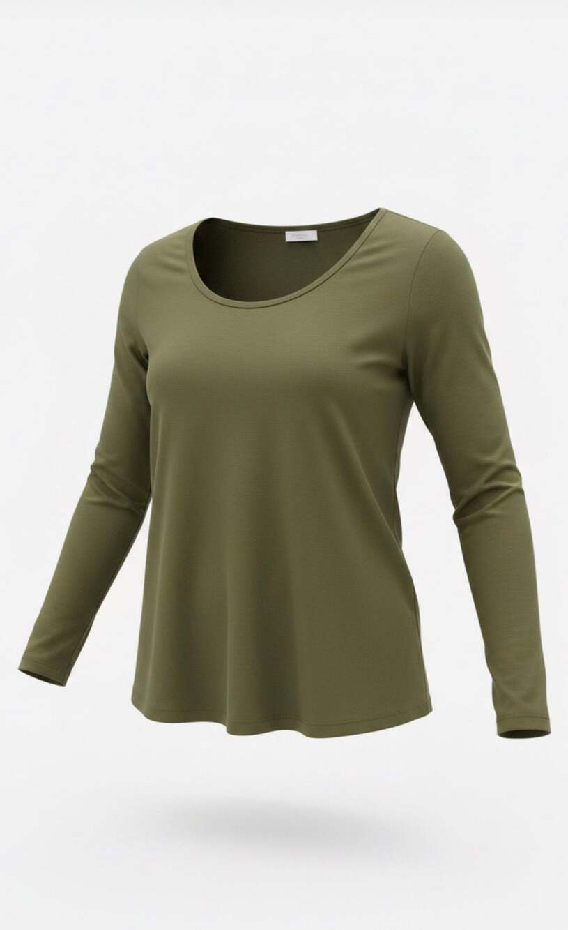 LuLaRoe Olive Green Scoop Neck Long Sleeve Hi-Low Hem T-Shirt Women's Size L